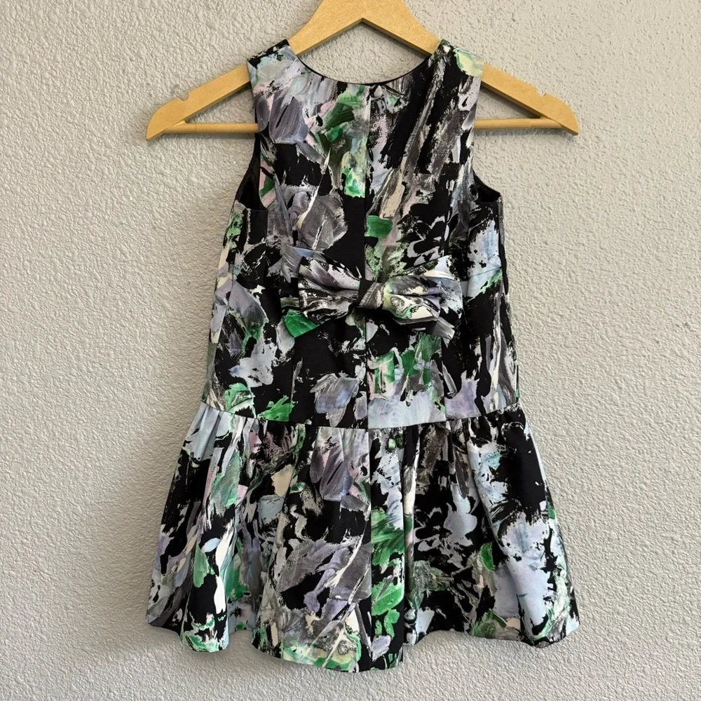 Milly Minis‎ Painted Floral Party Dress Pleated Size 6 EUC Bow